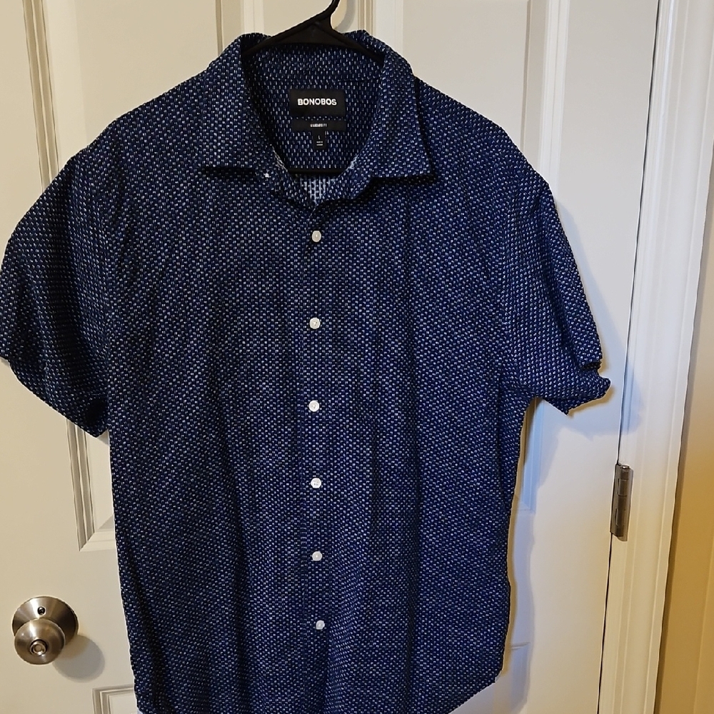 Bonobos Men's Navy and White Patterned Shirt